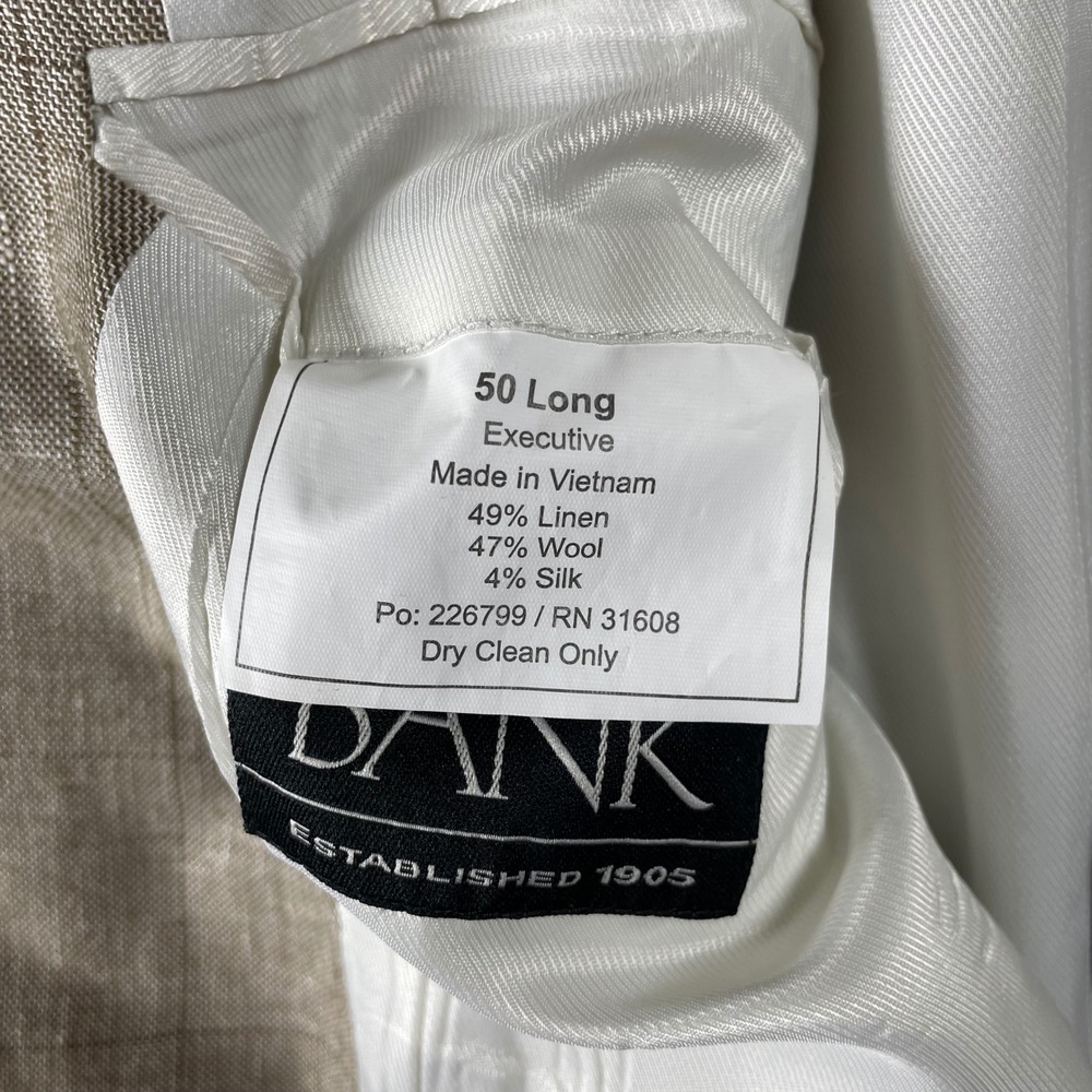 Jos A Bank Linen Silk Wool Executive Blazer 50L Tan Windowpane Plaid Sport Coat - Picture 6 of 14